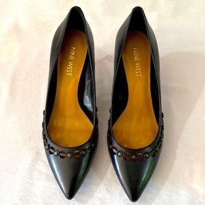 Brand New in Box! Nine West Paulao Pointed Toe Studded Black Heels